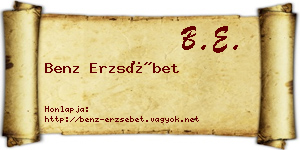 Benz Erzsébet névjegykártya
